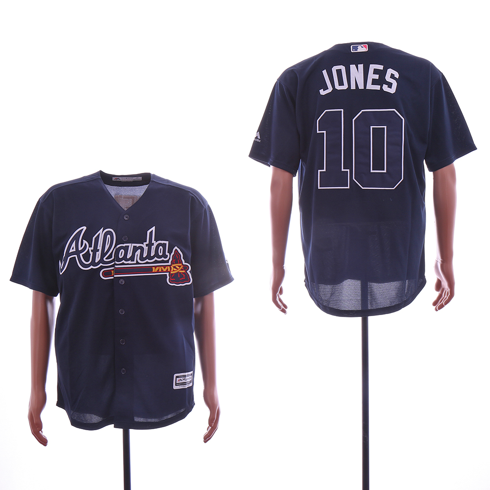 Men Atlanta Braves 10 Jones Blue MLB Jerseys